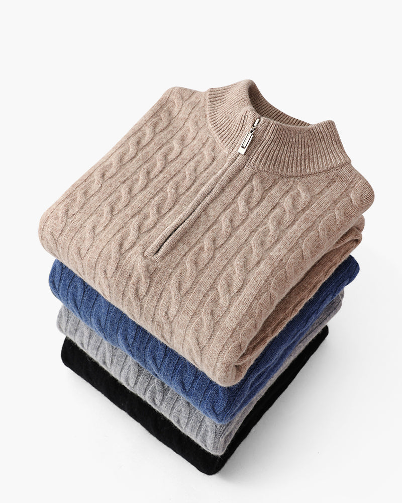Cashmere Knit Half-Zip Sweater