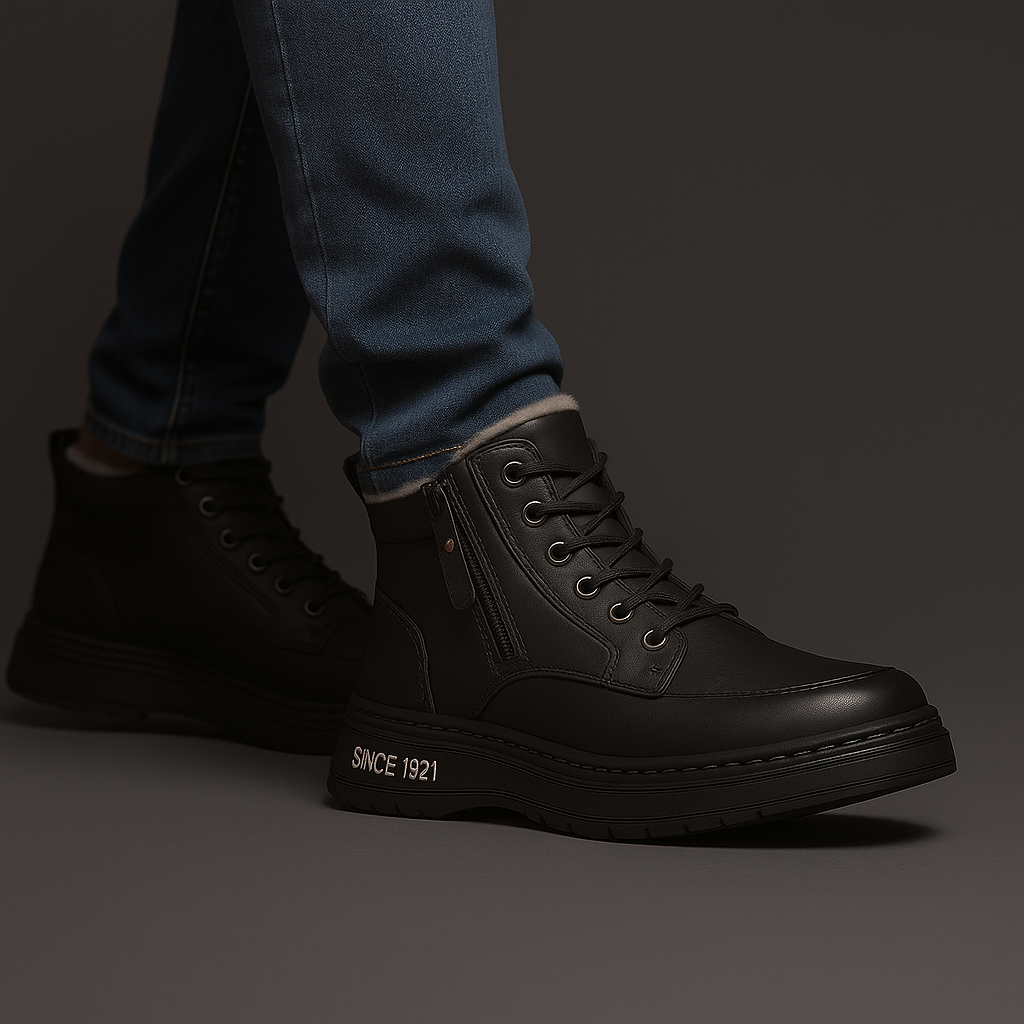 Winter Boots With Sherpa Lining And Leather Exterior