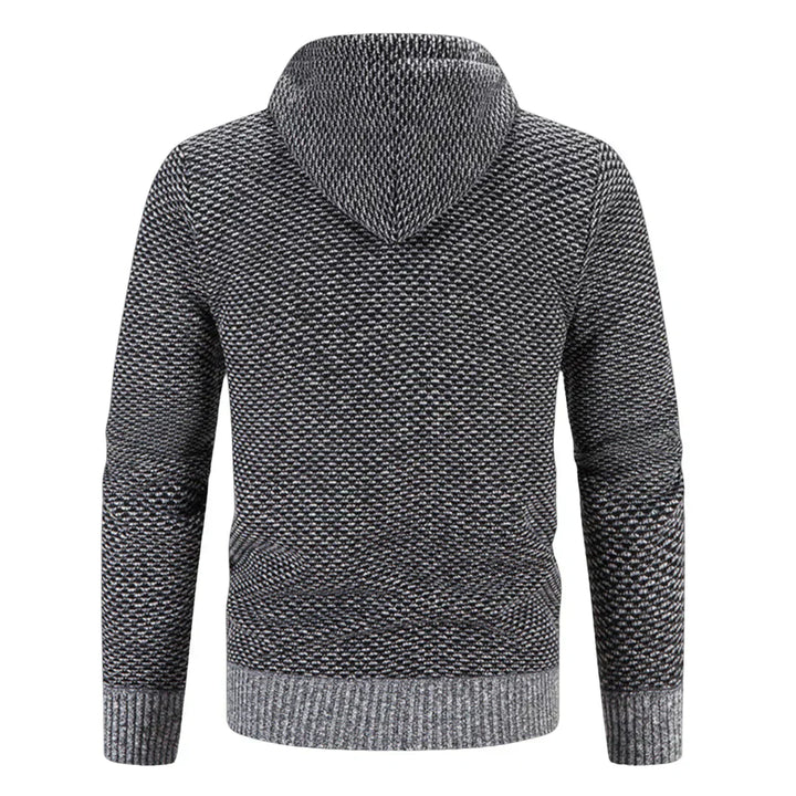 Textured Knit Zip-Up Hoodie