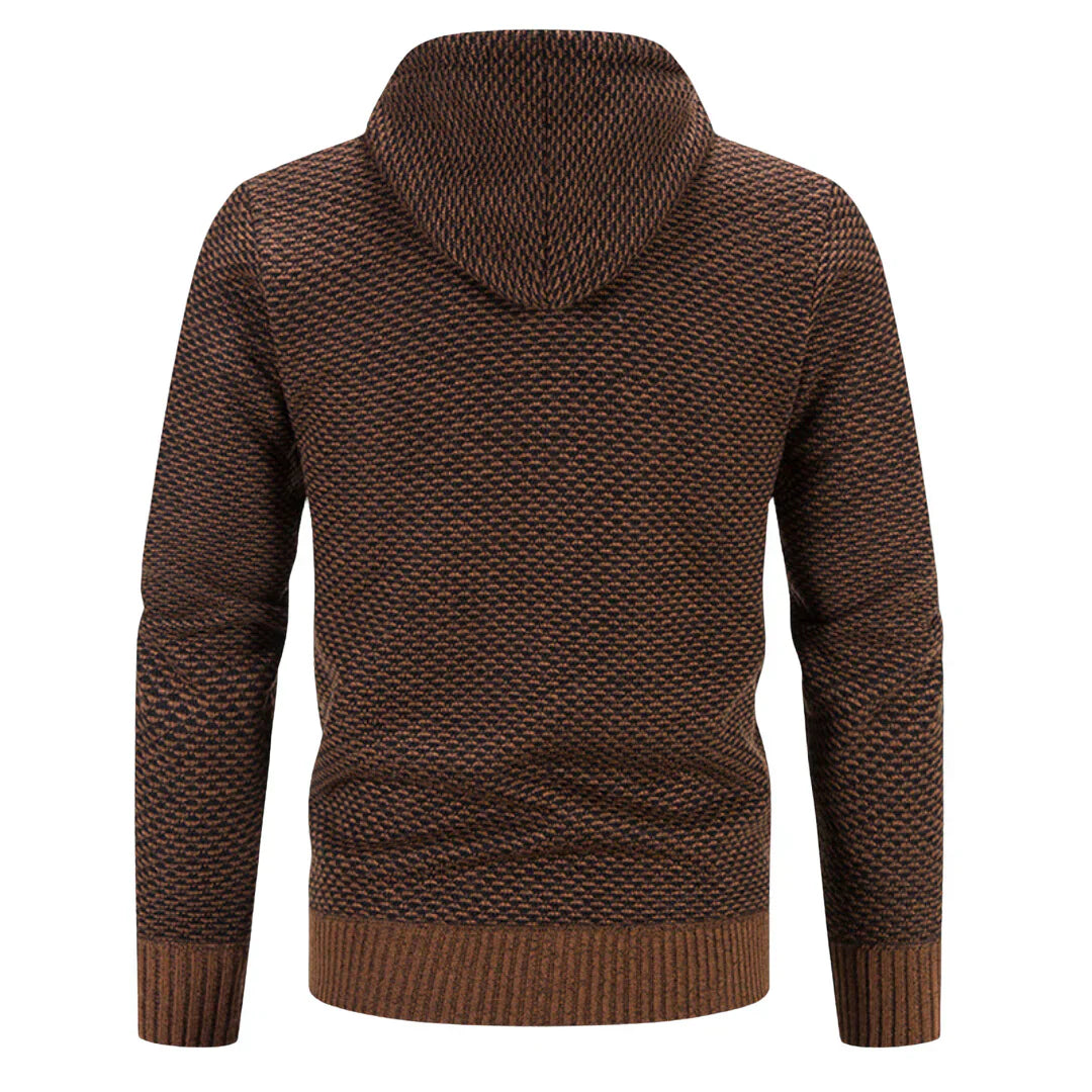 Textured Knit Zip-Up Hoodie