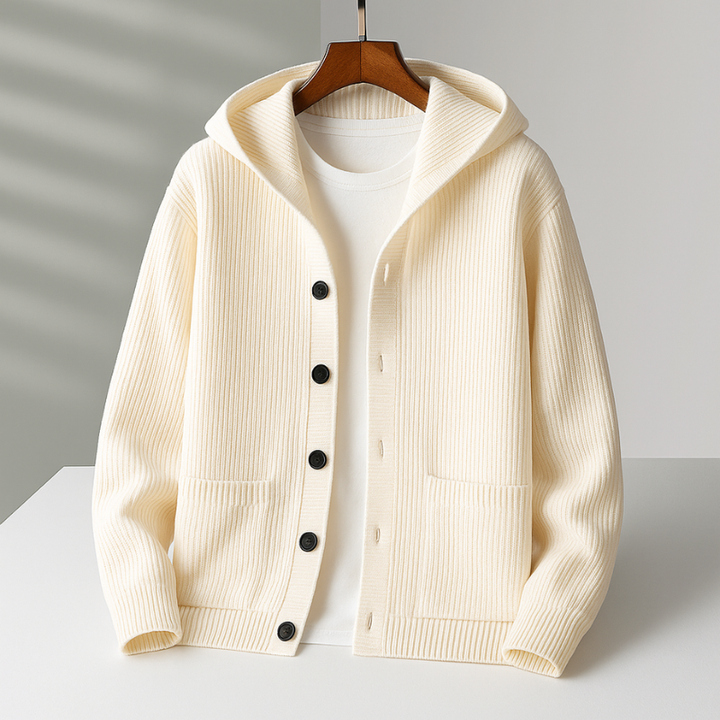 Textured Knit Hooded Cardigan