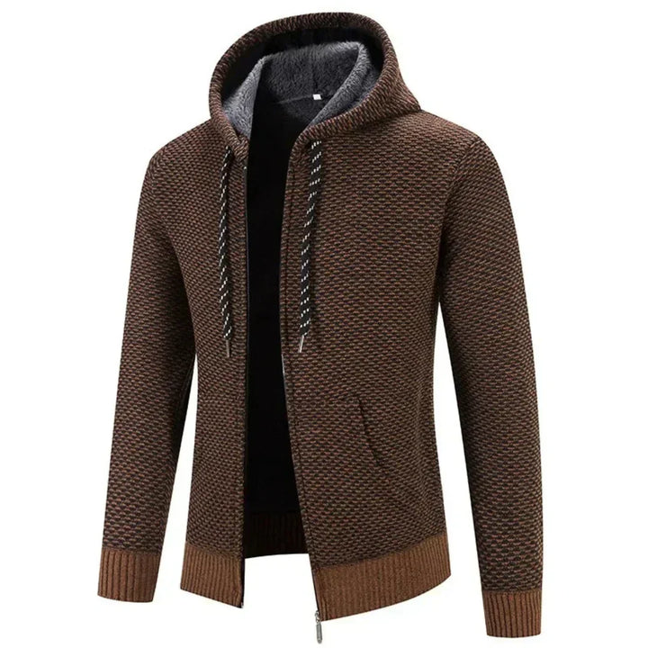 Textured Knit Zip-Up Hoodie