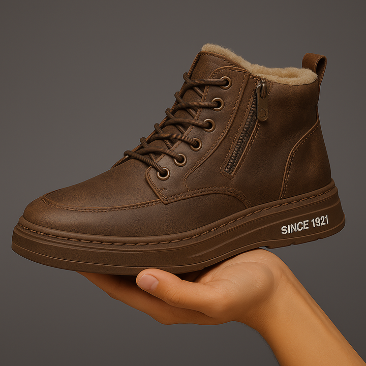 Winter Boots With Sherpa Lining And Leather Exterior