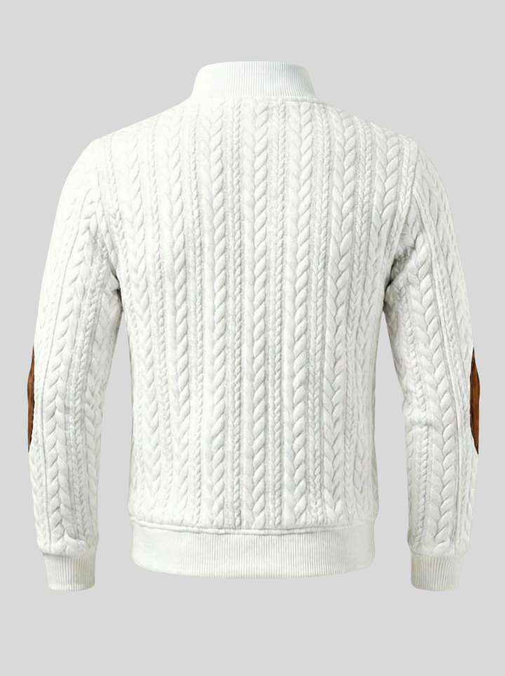 Faux Fur-Lined Cable Knit Jacket