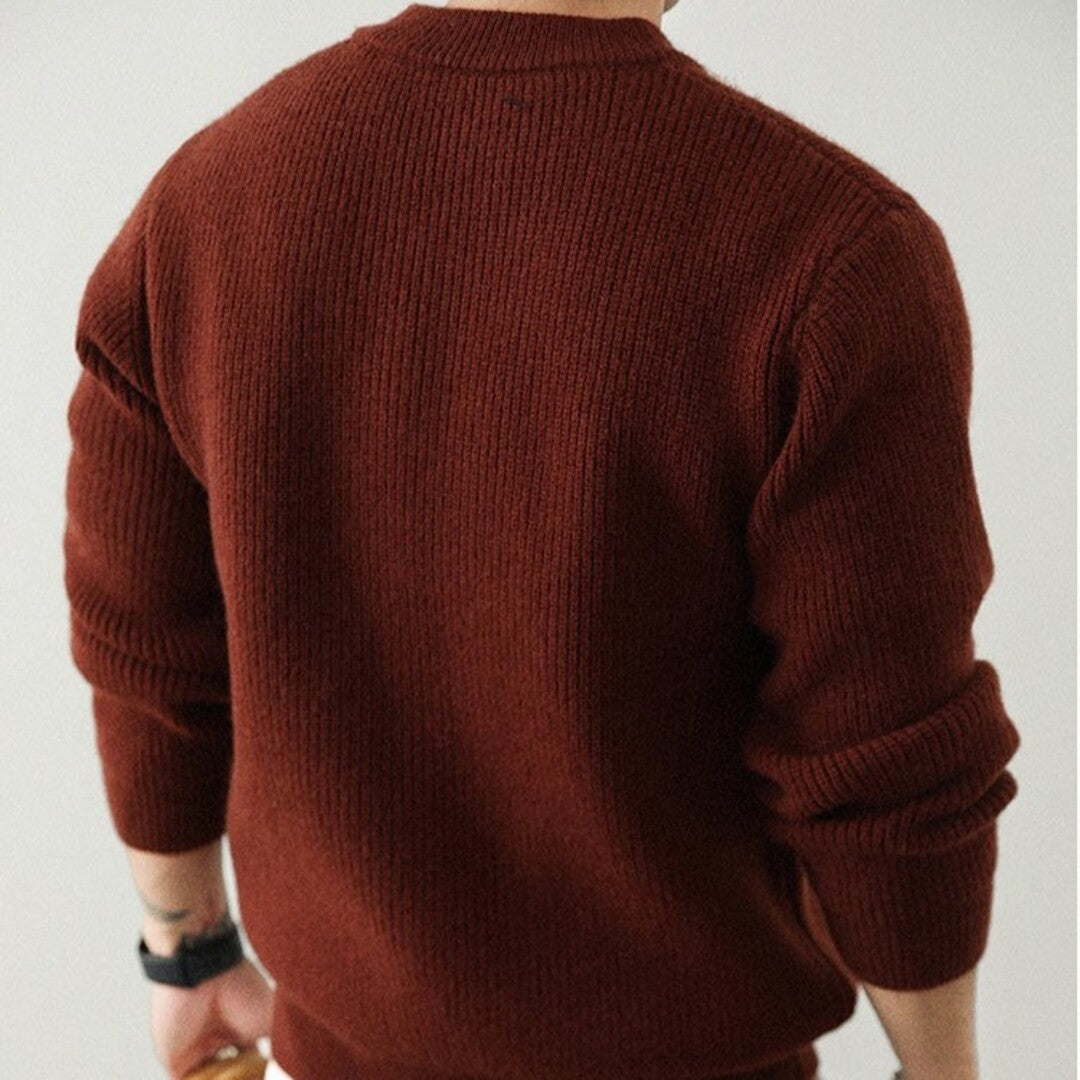 Ribbed Henley Sweater In Ravello