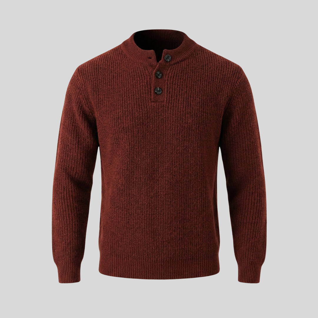 Ribbed Henley Sweater In Ravello