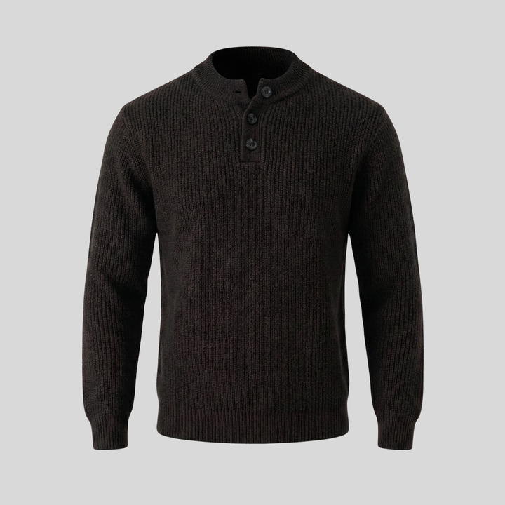 Ribbed Henley Sweater In Ravello