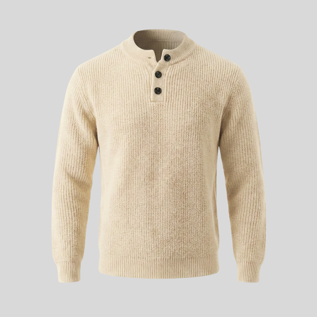 Ribbed Henley Sweater In Ravello