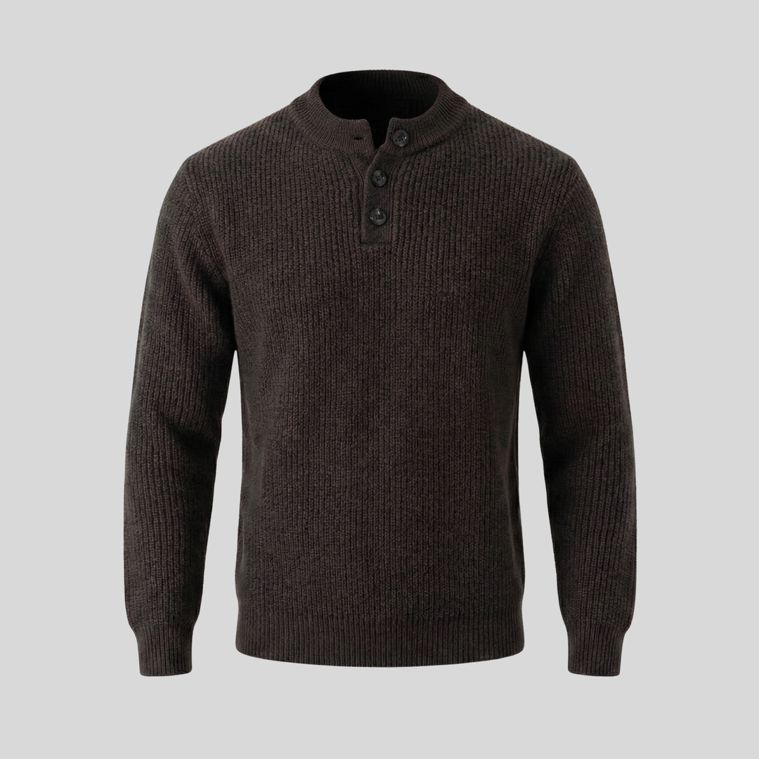 Ribbed Henley Sweater In Ravello