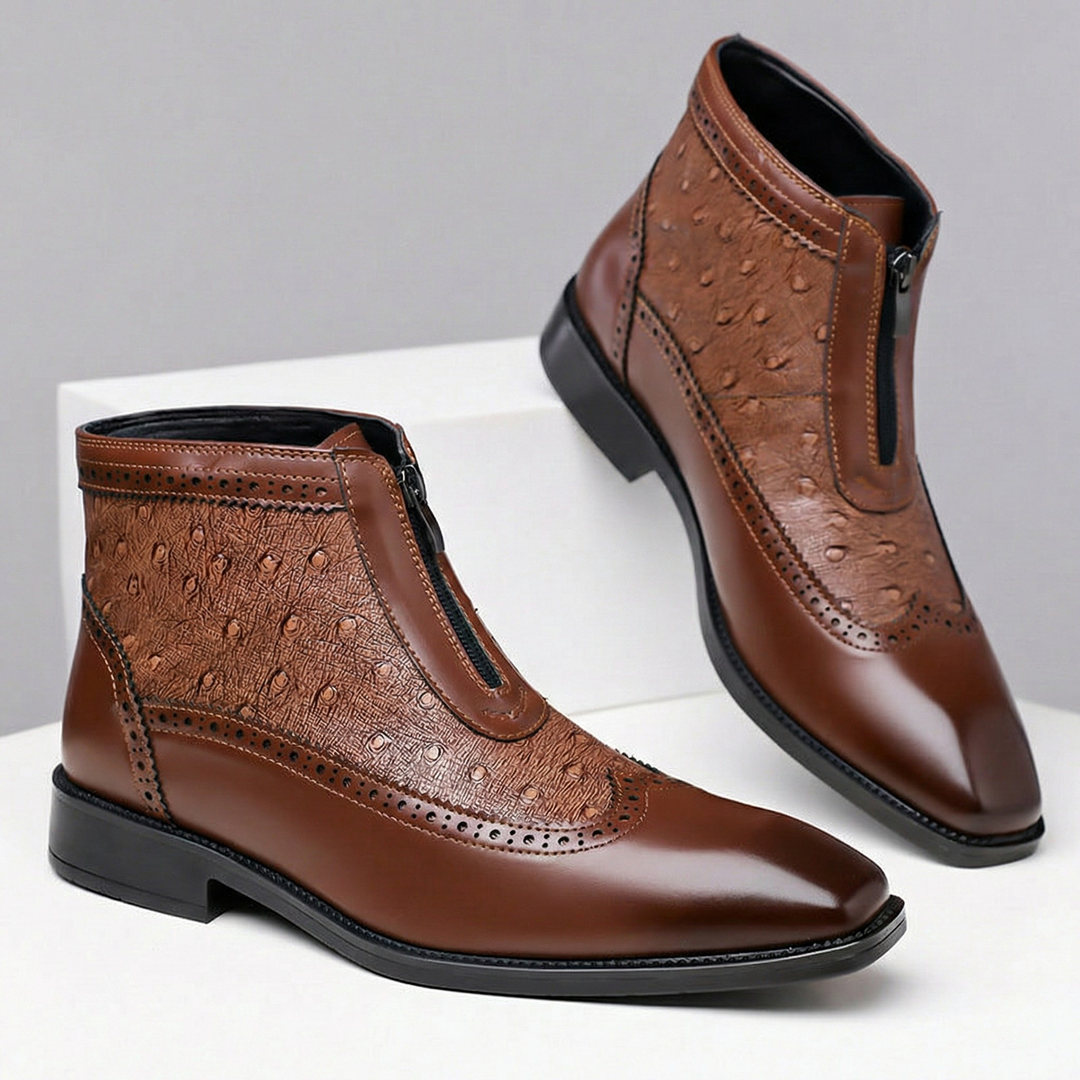 Textured Leather Boots By Fairmont