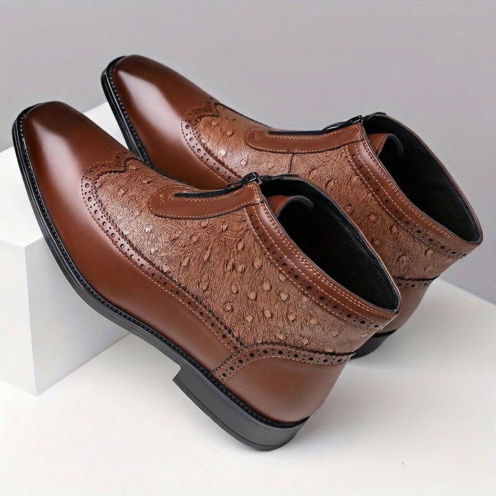 Textured Leather Boots By Fairmont