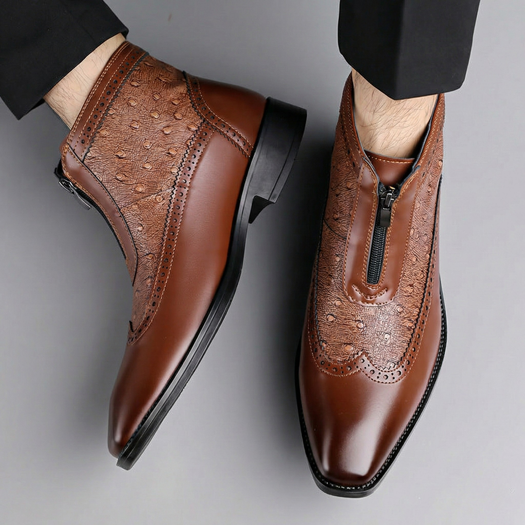 Textured Leather Boots By Fairmont