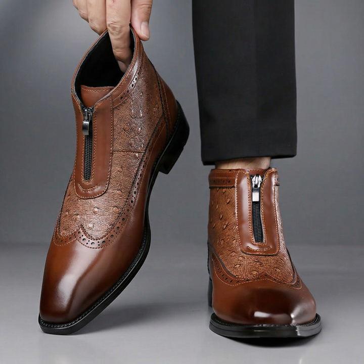 Textured Leather Boots By Fairmont