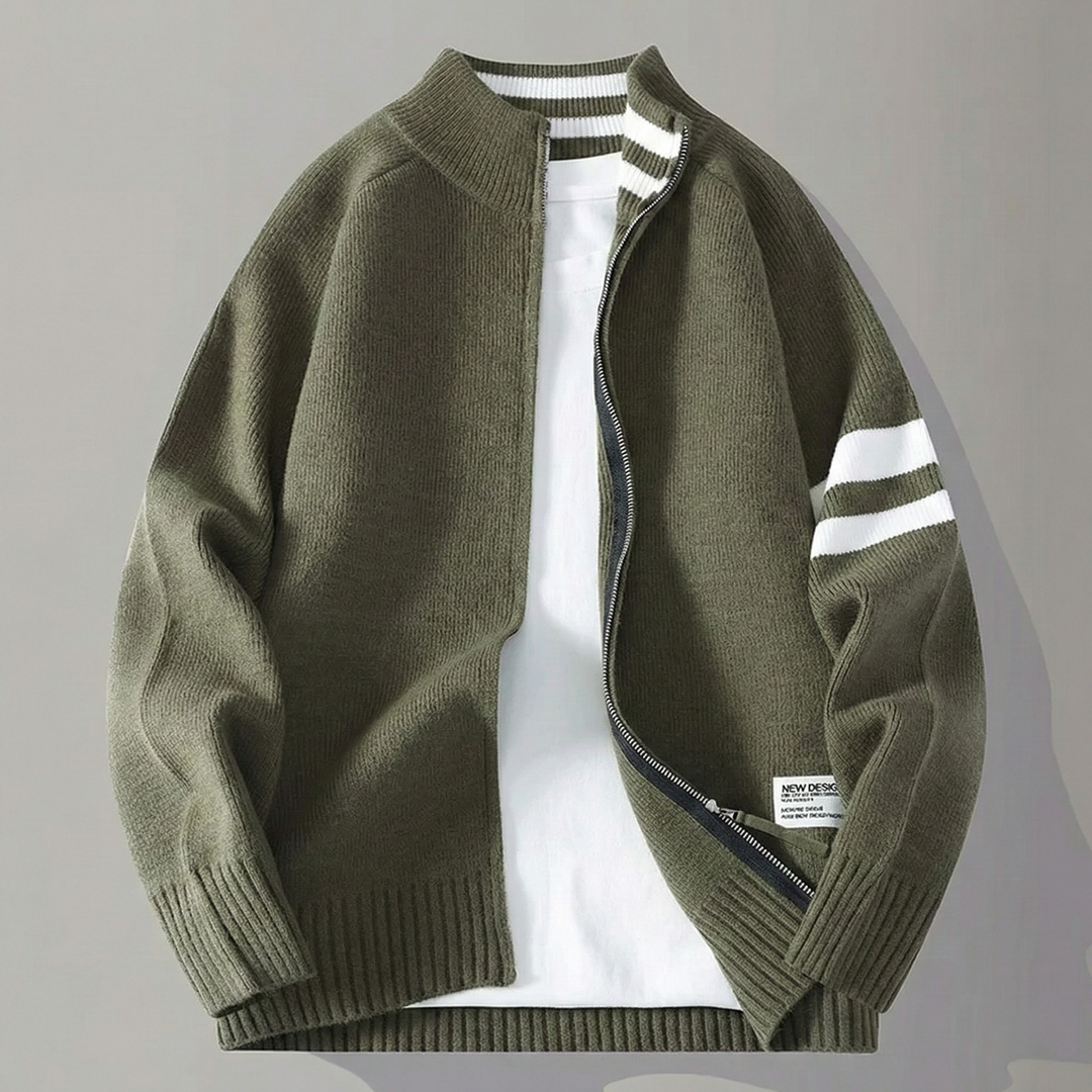 Caleb Knitted Zip-Up Cardigan