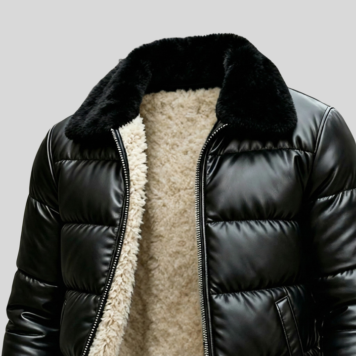 Dawn Sherpa-Lined Padded Leather Jacket