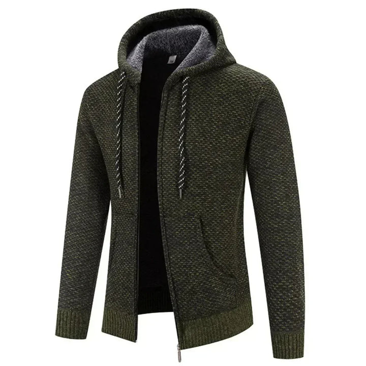 Textured Knit Zip-Up Hoodie