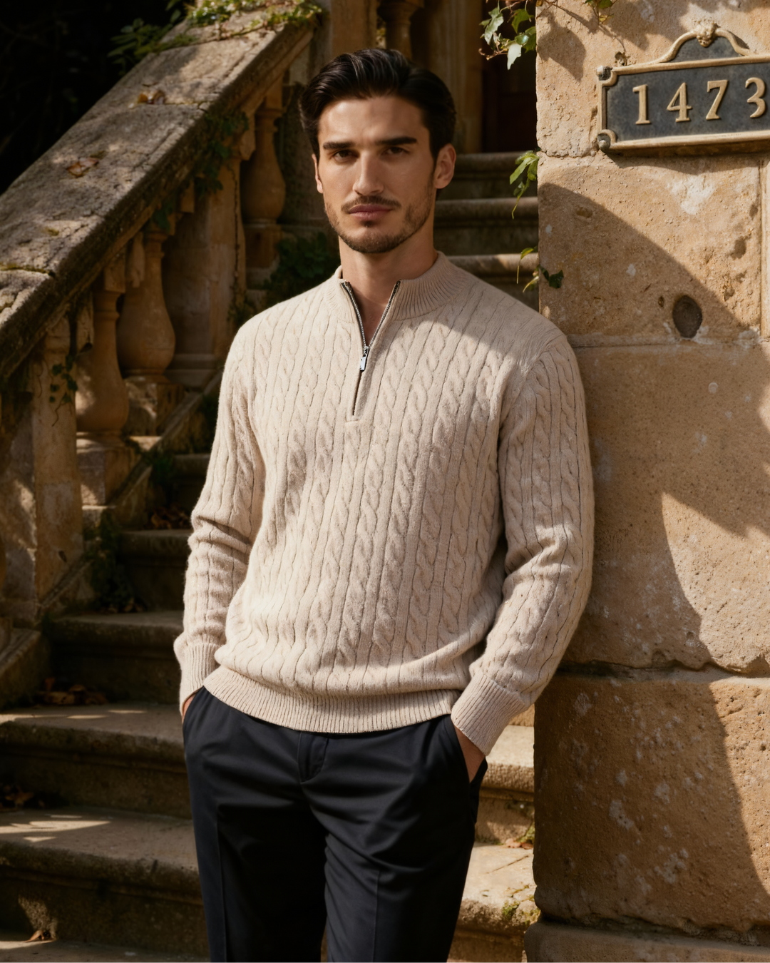 Cashmere Knit Half-Zip Sweater