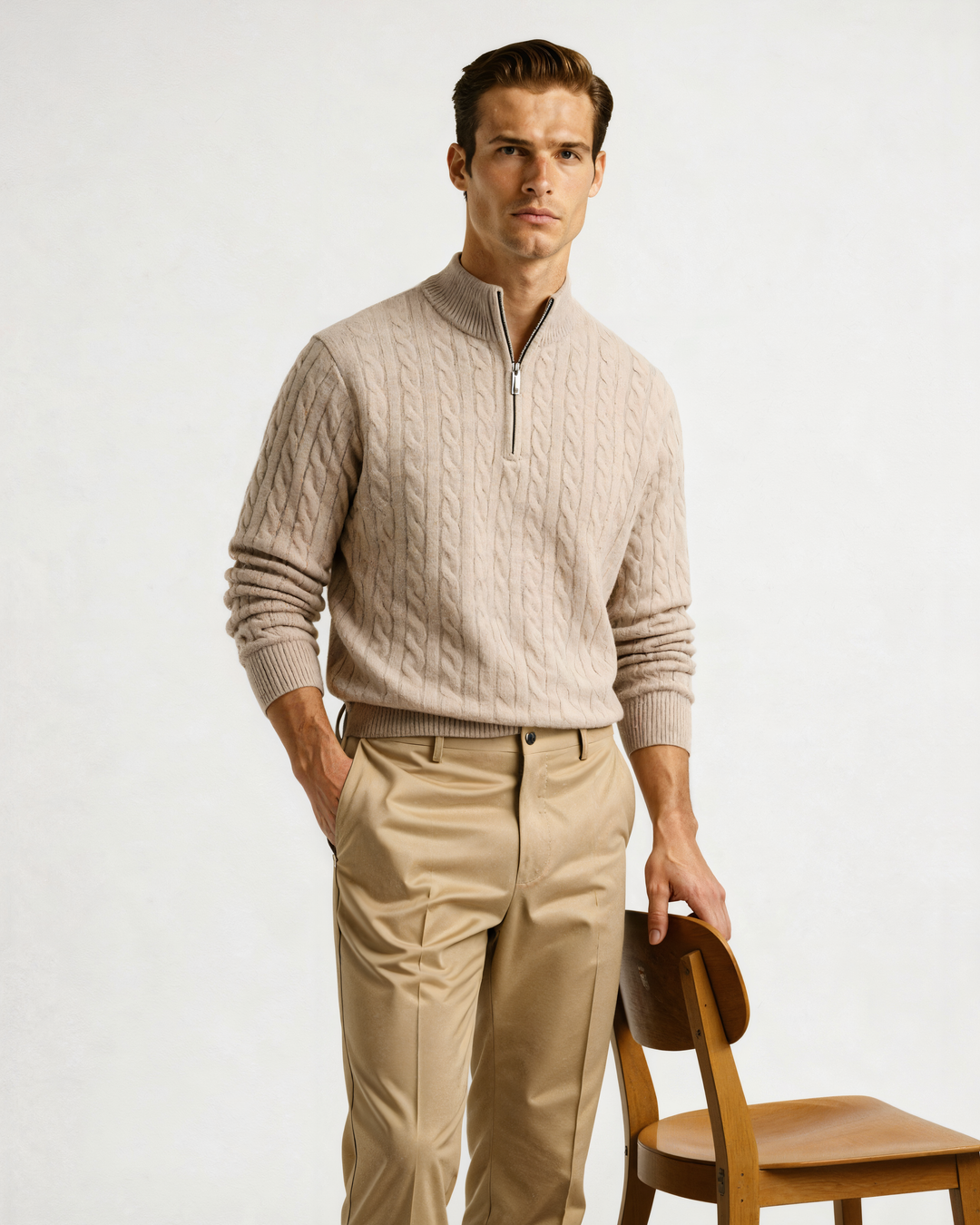 Cashmere Knit Half-Zip Sweater