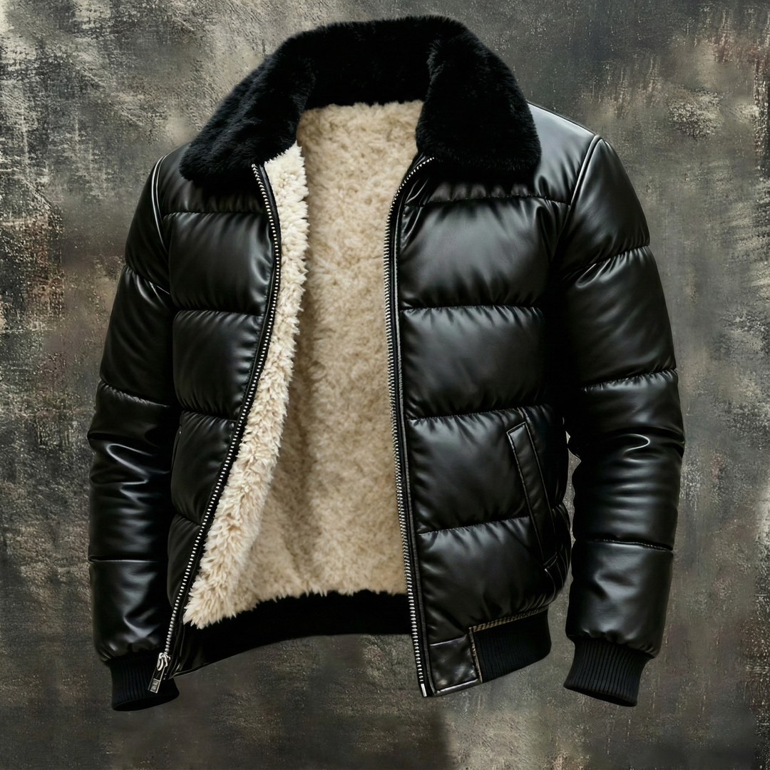 Dawn Sherpa-Lined Padded Leather Jacket