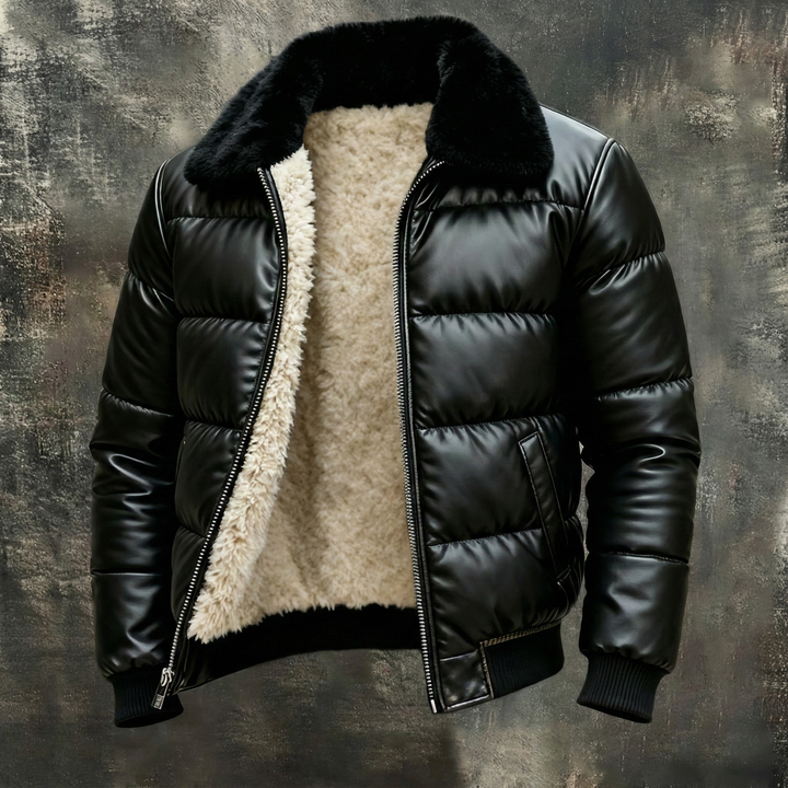 Dawn Sherpa-Lined Padded Leather Jacket