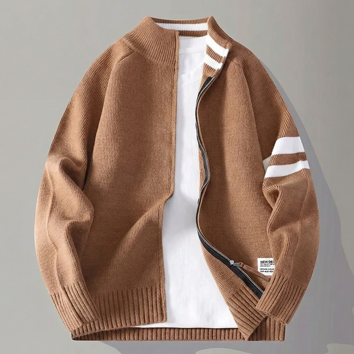 Caleb Knitted Zip-Up Cardigan