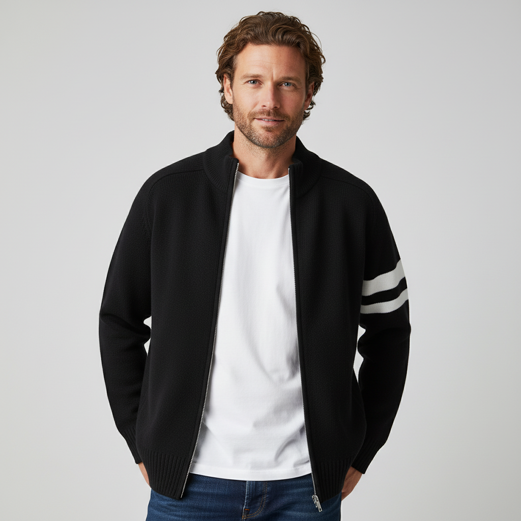 Caleb Knitted Zip-Up Cardigan
