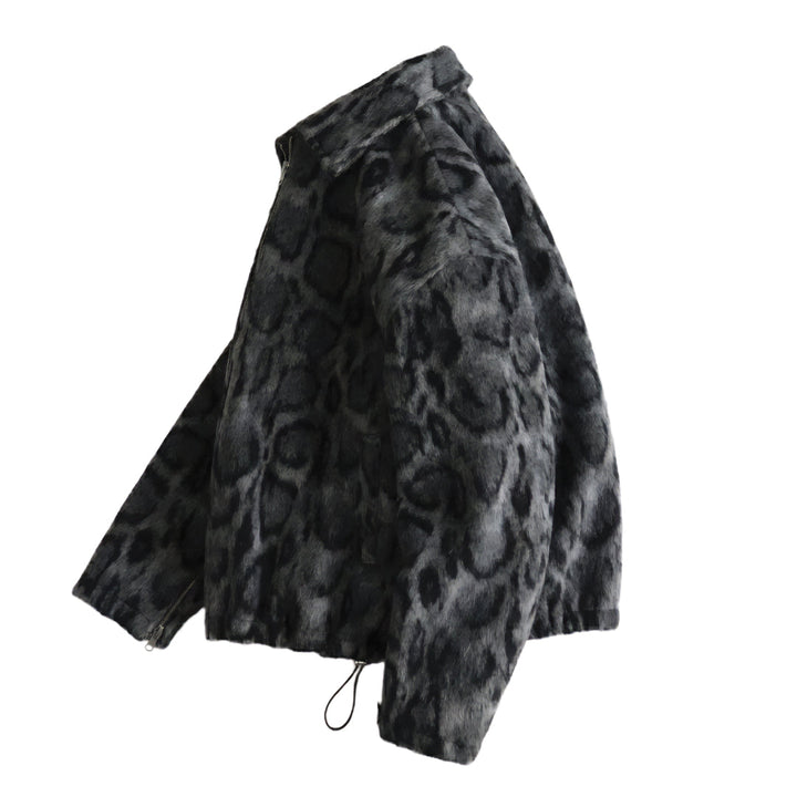 Textured Zip Jacket Leopard Style
