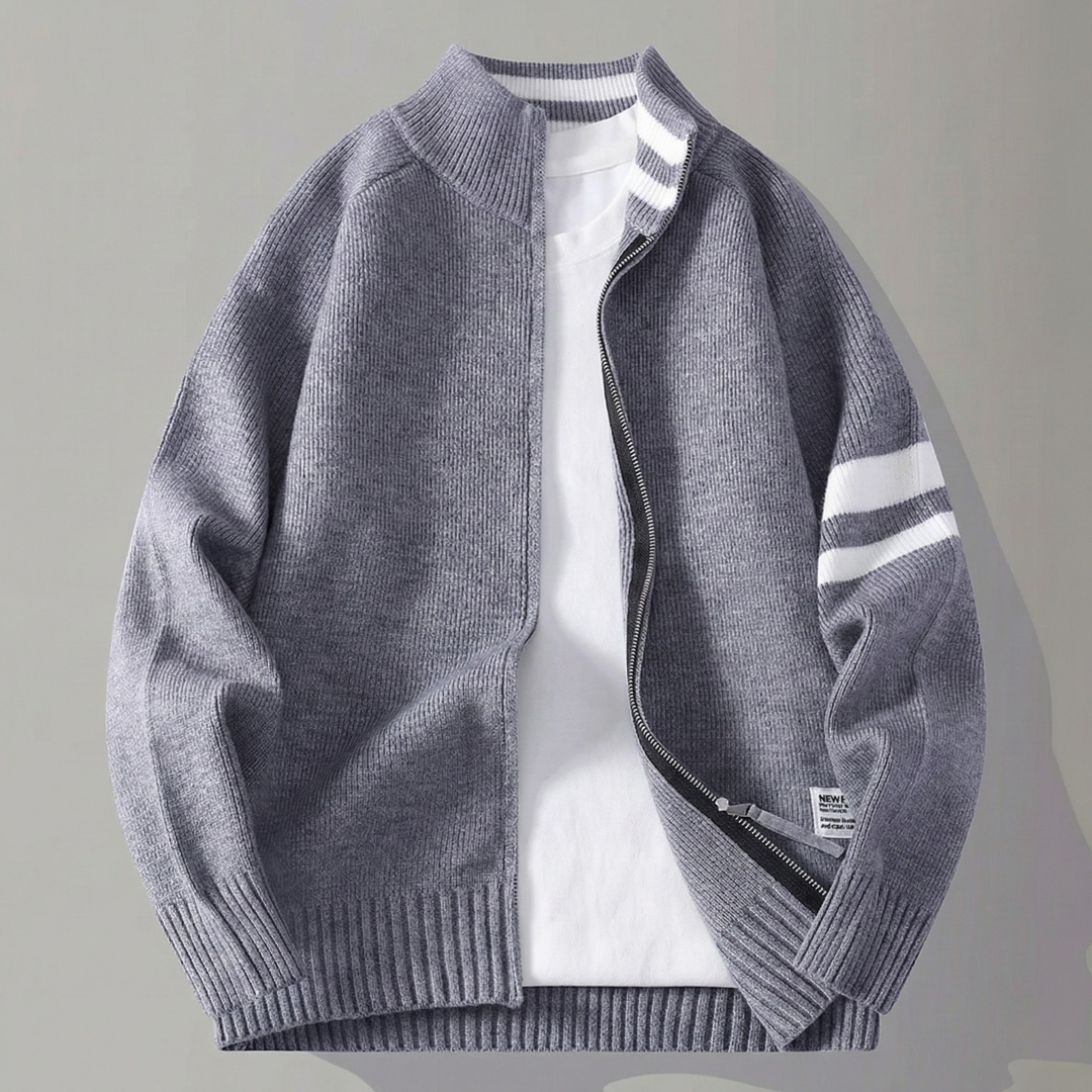 Caleb Knitted Zip-Up Cardigan