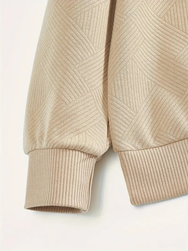 Geometric Pattern Half-Zip Knit Sweater