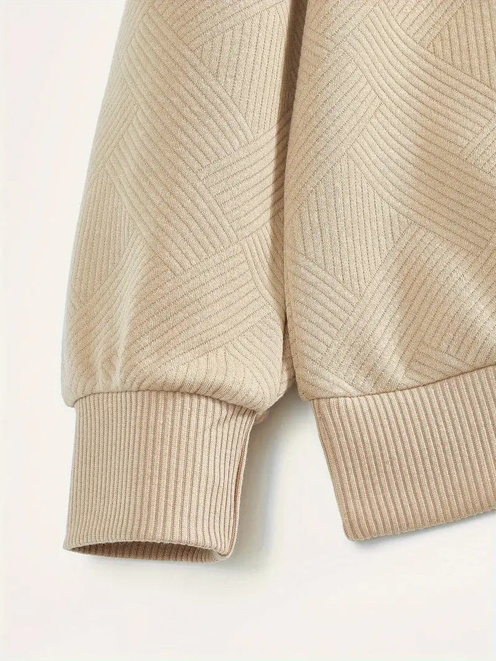 Geometric Pattern Half-Zip Knit Sweater