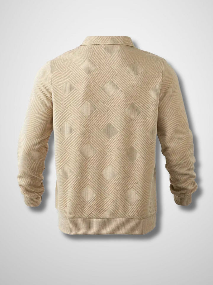 Geometric Pattern Half-Zip Knit Sweater