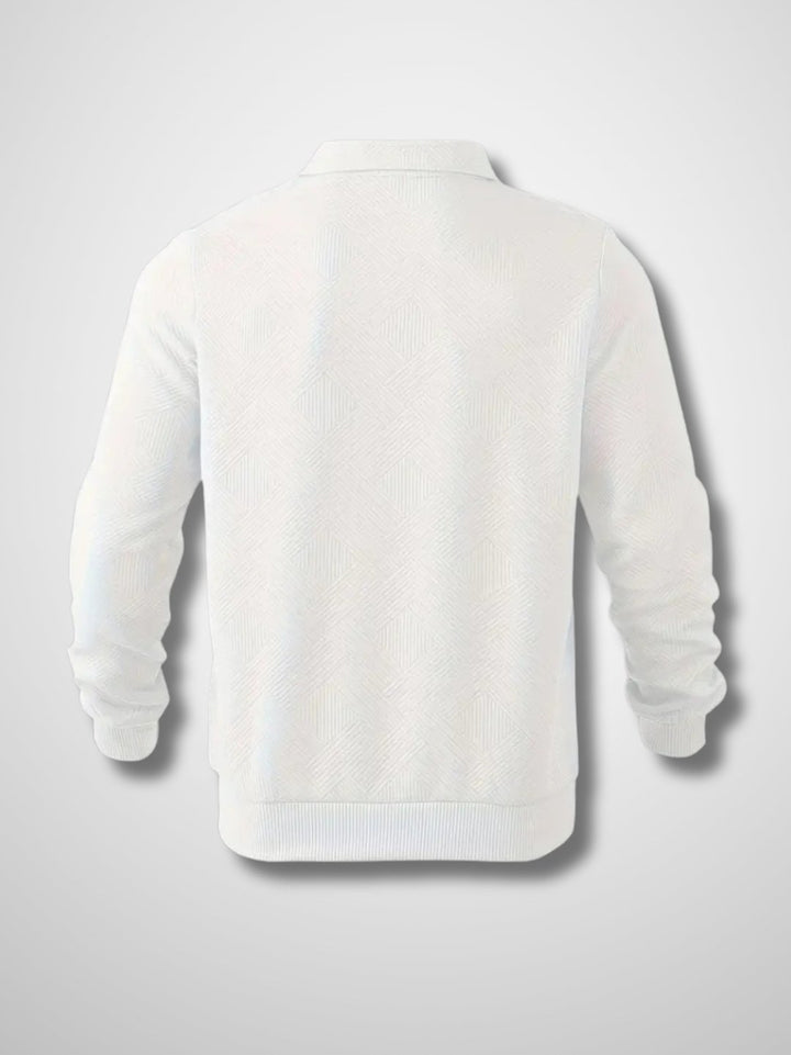 Geometric Pattern Half-Zip Knit Sweater