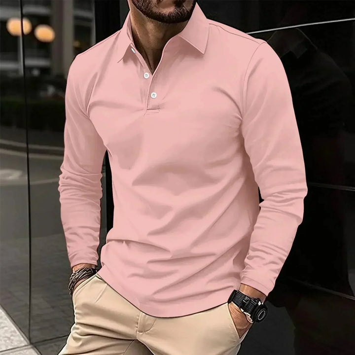 Contemporary Long-Sleeve Polo With Modern Fit